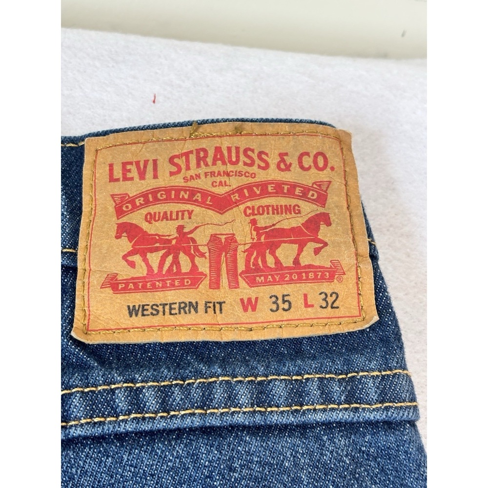 Levis Jeans Mens 35x30 Blue Denim Western Fit Straight Leg Adult - Picture 10 of 12